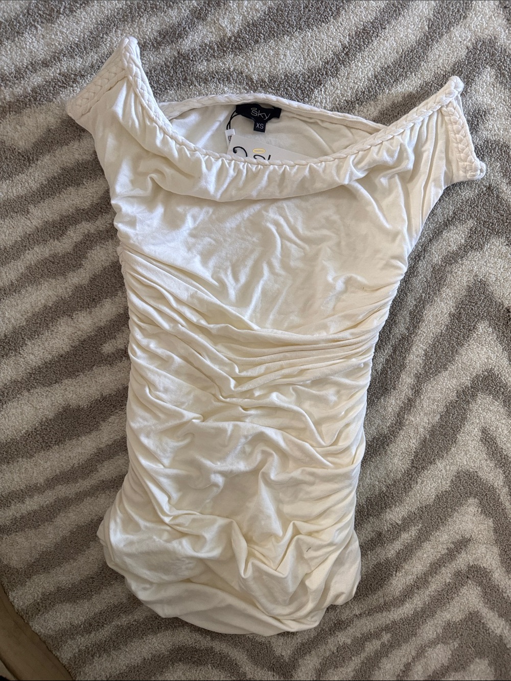 Sky White Ruched Top